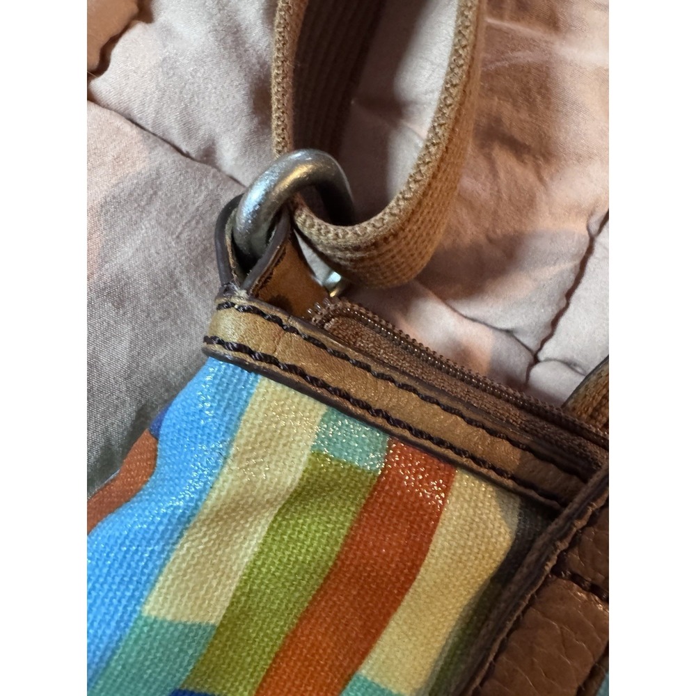 Fossil Crossbody Bag Calypso Key-Per Purse Multi Color Block Coated Canvas Brown - Picture 10 of 16